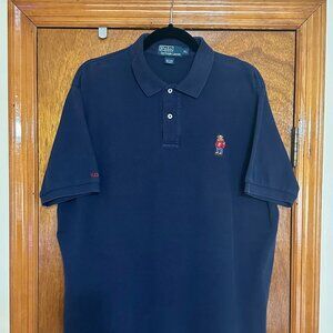 Ralph Lauren Men's Navy Blue  XL Bear Polo Shirt